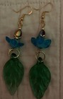 Artist Hypoallergenic Glass Lamp works Flower Leaf Earrings 18kGold 925 S Hooks — photo 1