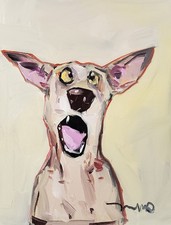 Modern Funny Dog Art PRINT Painting by Collectible Artist 16x20 Canvas