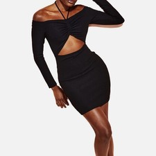 New Royalty By Maluma Knit Cutout Dress Size Medium Black