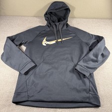 Nike Hoodie Mens Medium Black Dri-FIT Camo Gold Swoosh Pullover Fleece