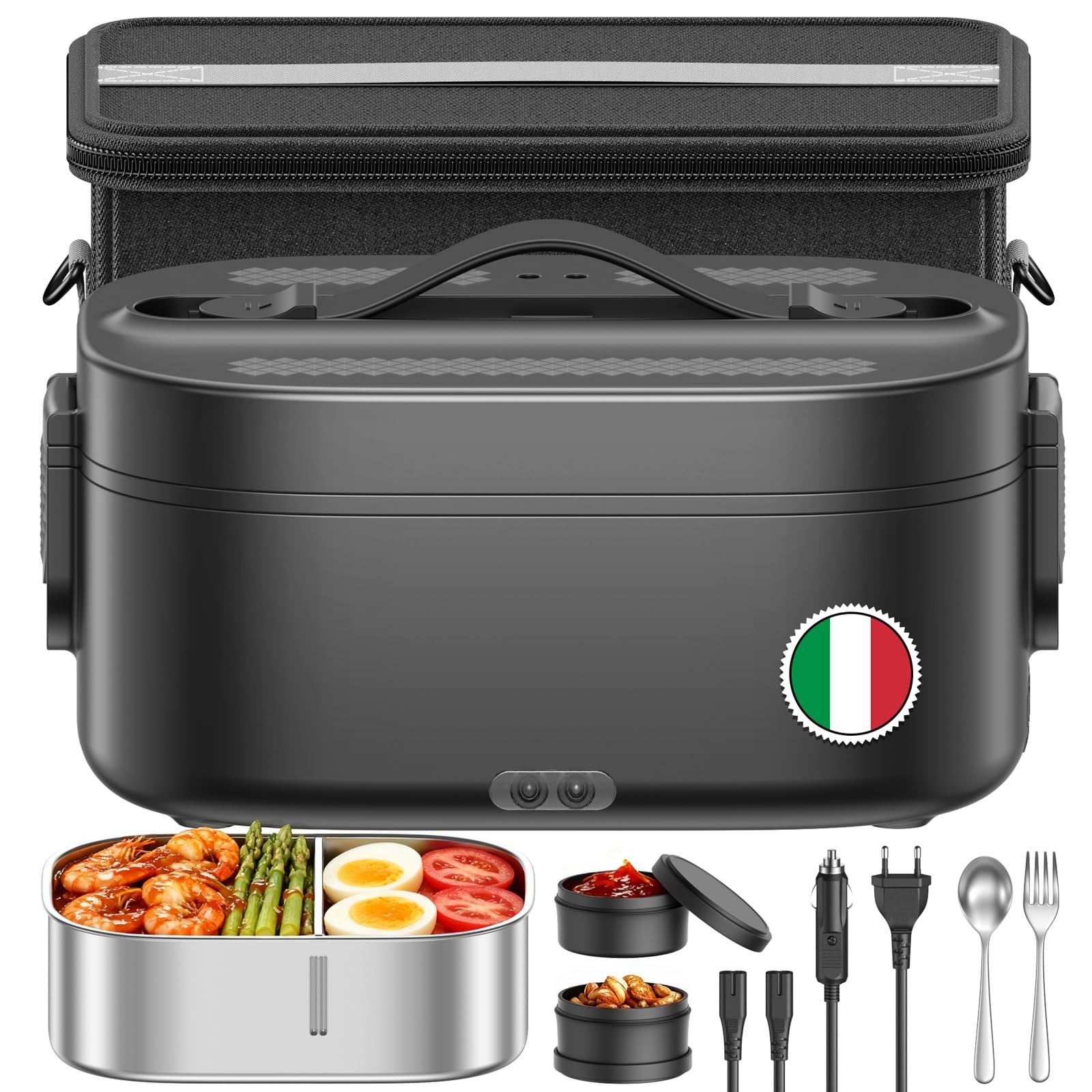 Scaldavivande Elettrico 3 in 1 80W - Lunch Box 1.5L Acciaio Inox per Camion