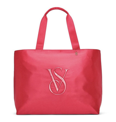 Victoria's Secret Pink Zip Tote Bag Logo Lined Inner Pockets Travel Casual