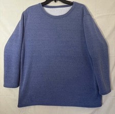 Women s Large Solid Blue Long-Sleeve Fleece Lined Sweatshirt Soft Thick Cozy