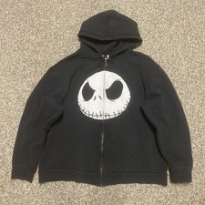 Y2K Disney The Nightmare Before Christmas Full Zip Embroidered Hoodie Size XL