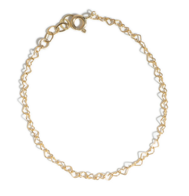 925 sterling silver yellow gold plated heart chain anklet ankle bracelet 10"