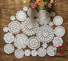 MINDPLUS Set of 24 Hand Crochet Doilies Cotton Crocheted Lace Doilies 2-7
