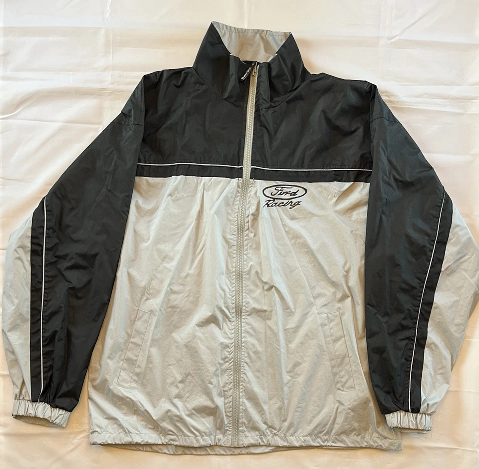 Vintage Y2K Kenpo Ford Racing Windbreaker Jacket Men's 2XL Gray& Black Full Zip - Image 3 of 4
