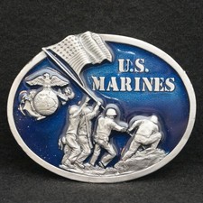 WC09141 REALLY NICE VINTAGE 1982 U.S. MARINES ARMED FORCES BELT BUCKLE