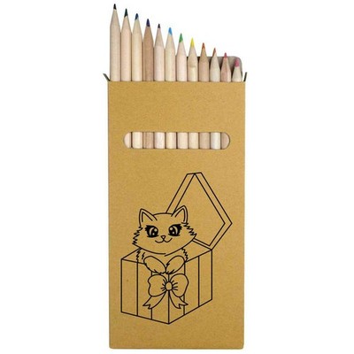 12 x lange Farbstifte ''Weihnachtskatze in Geschenkbox'' (PE00083591)