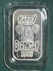 One Troy Ounce Fine Silver Bar 999 Y2000 Happy Birthday Brand new In org. seal.