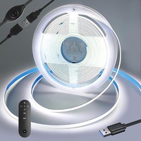 LED Strip 1M 5V COB LED Streifen Mit RF Fernbedienung,6000K Kaltes Weiß,320