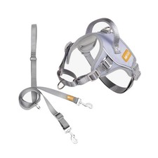 DF No Pull Martingale Dog Harness  Leash Set Gray 1" Front Chest 14.4"-18.0"