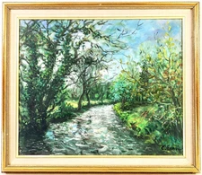 Constant Censier (French ) Original Oil Painting "L'iton près de Cintray Eure"