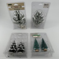 Lemax Village White Pine Trees Lot Of 4 Packs 6in Snow Mini Train Landscapes