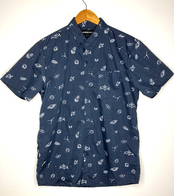 Molokai Surf Co Button Shirt Men Blue Outer Space Large FLAWED READ