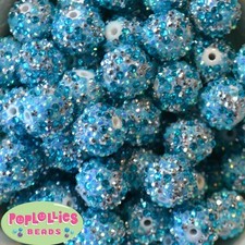 20mm Frost Multi Color Confetti Resin Rhinestone Chunky Bubblegum Beads 20pc