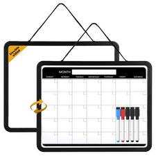 Lumspax Small Monthly Whiteboard Calendar for Wall, Mini 11"W x 14"H, Black