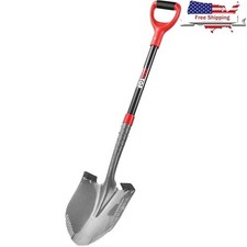 Heavy Duty Digging Shovel Fiberglass Handle Ergonomic Grip Round Blade Tool New