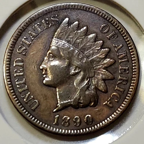 1890 Indian Head Cent - VF/XF Details: Cleaned but Nice! - 3 Diamonds