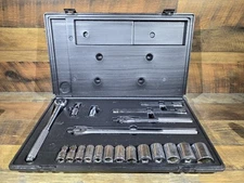 K-D Tools USA 1/2" Drive Socket Set w/ Ratchet, Extensions, Hinged Handle | 20pc