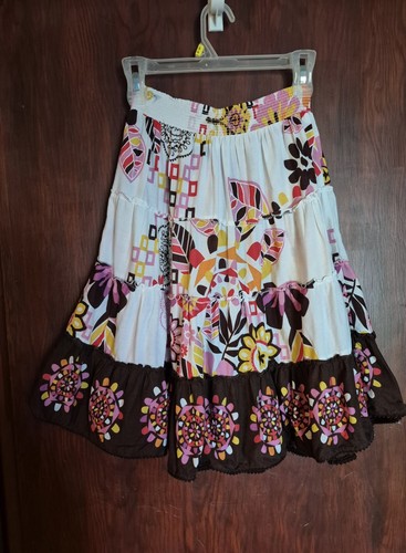 Place 1989 Girls 12 Long Floral Skirt Embroidered Trim - Picture 2 of 3