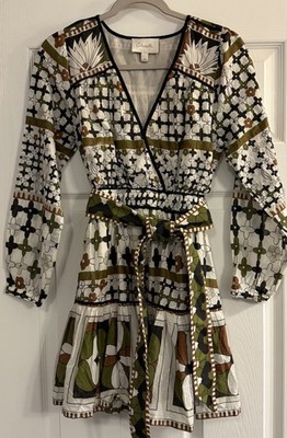 Cleobella Emory Mini Dress XS Art Deco Ruffle Lined Festival Boho Chic Sorority
