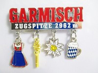 Garmisch Zugspitze Magnet Metall Souvenir Germany 4 Charms Partenkirchen