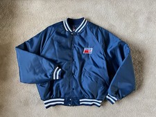 Vintage King Louie Jacket size XL 70s-80s BomberPepsi Navy Satin Made In USA