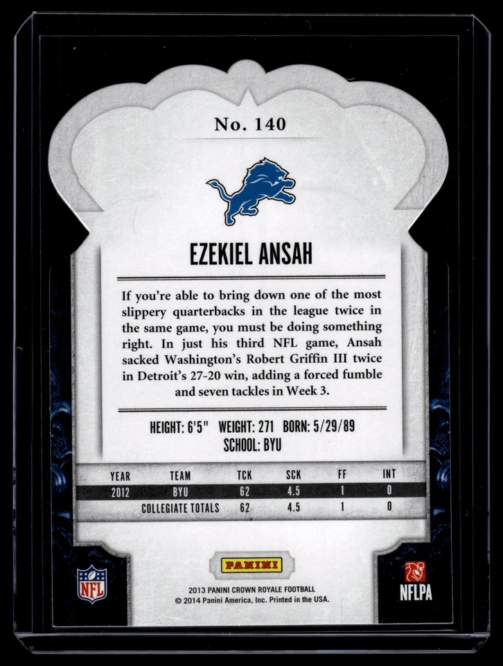 Ezekiel Ansah 2013 Panini Crown Royale Silver Holo Card /199 #140 - Image 2 of 2