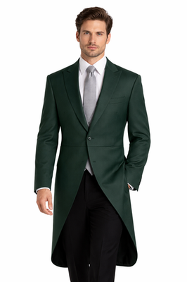 fancy jackets for formal dresses Green Tailcoat Morning Jacket Herringbone Wool Wedding Dress Mens backless-dress