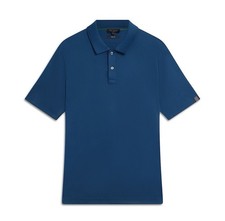 NEW Ted Baker Men's L Short Sleeve Polo Shirt Navy Blue 100 Cotton Pattern