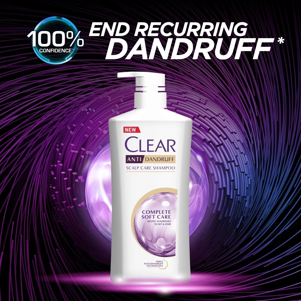 Pack 3 CLEAR Complete Soft Care Shampoo Anti dandruff Scalp Care