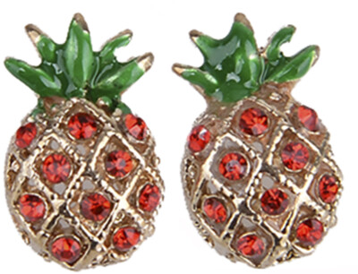 Cute Retro PINEAPPLE Strass Ananas OHRSTECKER Rockabilly