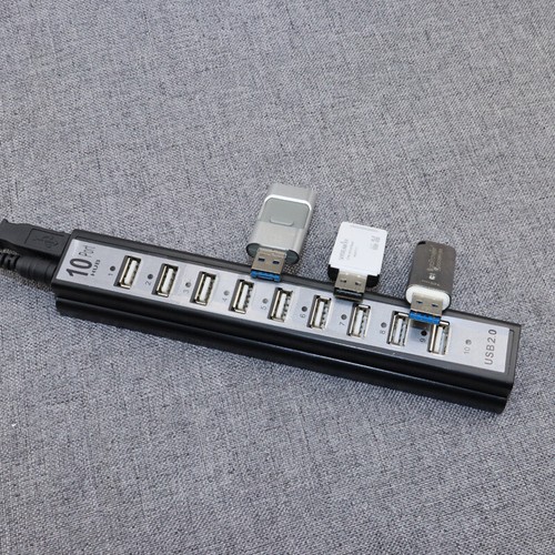 10 Port USB 2.0 High Speed HUB Extern mit Netzadapter und Kabel - Picture 8 of 9