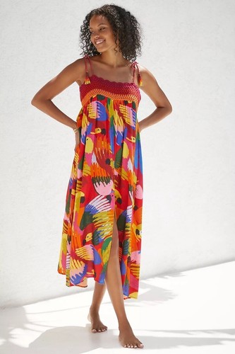 Vestido Anthropologie Farm Rio Guacamayo Fiesta Crochet Cubrir Pequeño Nuevo con Etiquetas - Imagen 3 de 7