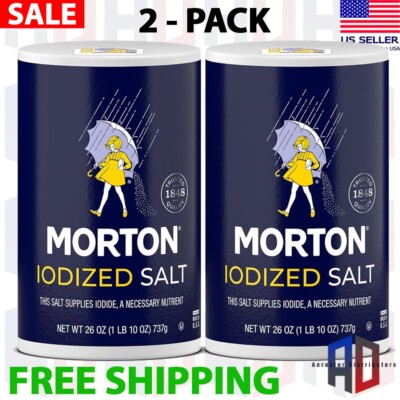 Morton Iodized Table Salt, 26 Ounce Each All-Purpose (Pack Of 2) - FREE SHIPPING