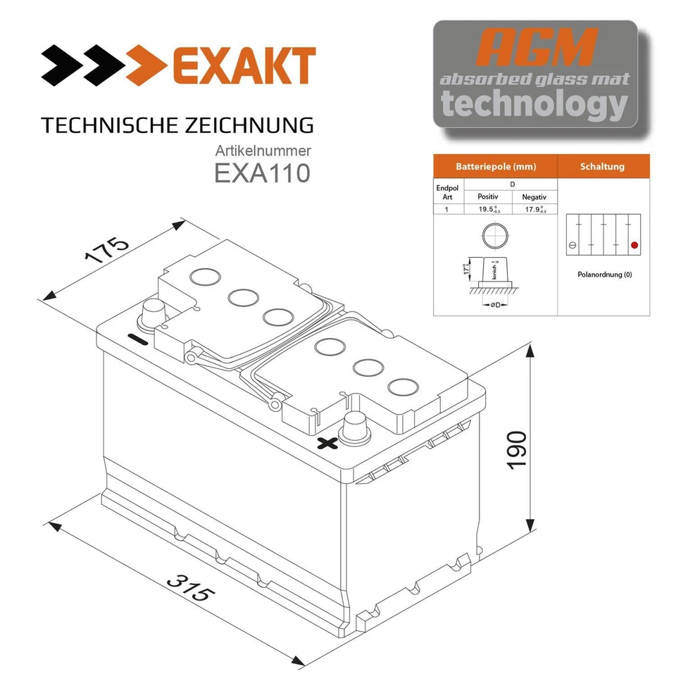 AGM Solarbatterie 110Ah 12V Wohnmobil Versorgung Boot Solar Batterie Gel 100Ah - Bild 4 von 4