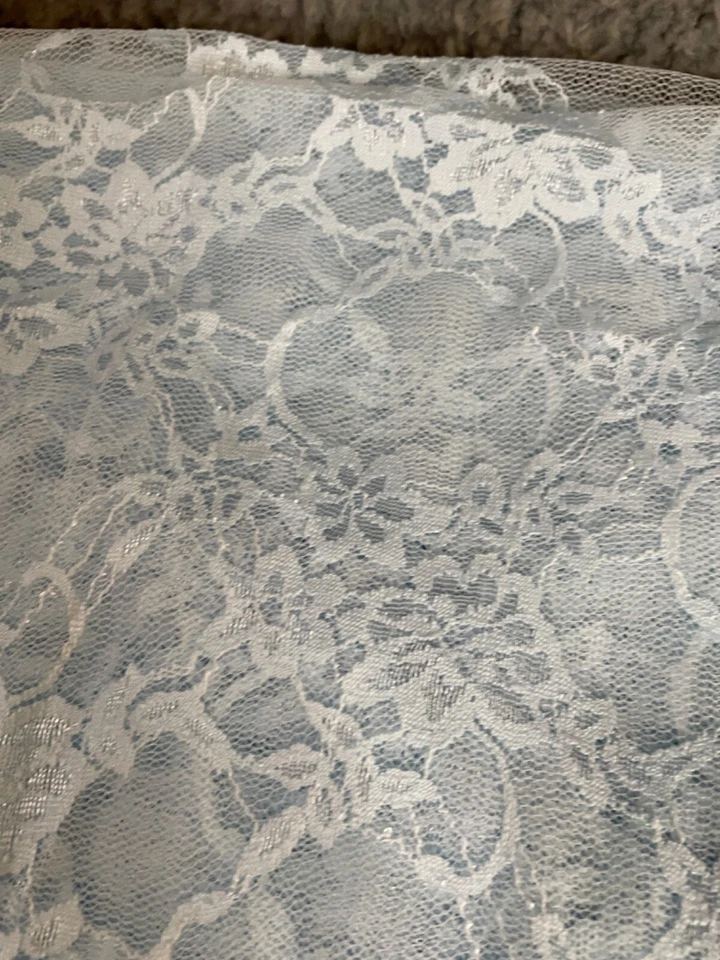 Fabric Lot 6 Yds 14 Ins 56 W Lt Blue Lace Dress Boudoir  Stretch Knit Fabulous - Image 3 of 4