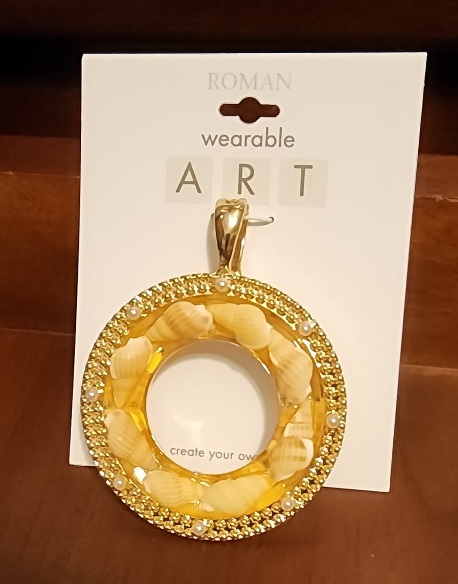 WEARABLE ART BY ROMAN NWT Gold Tone Statement Seashells Women's