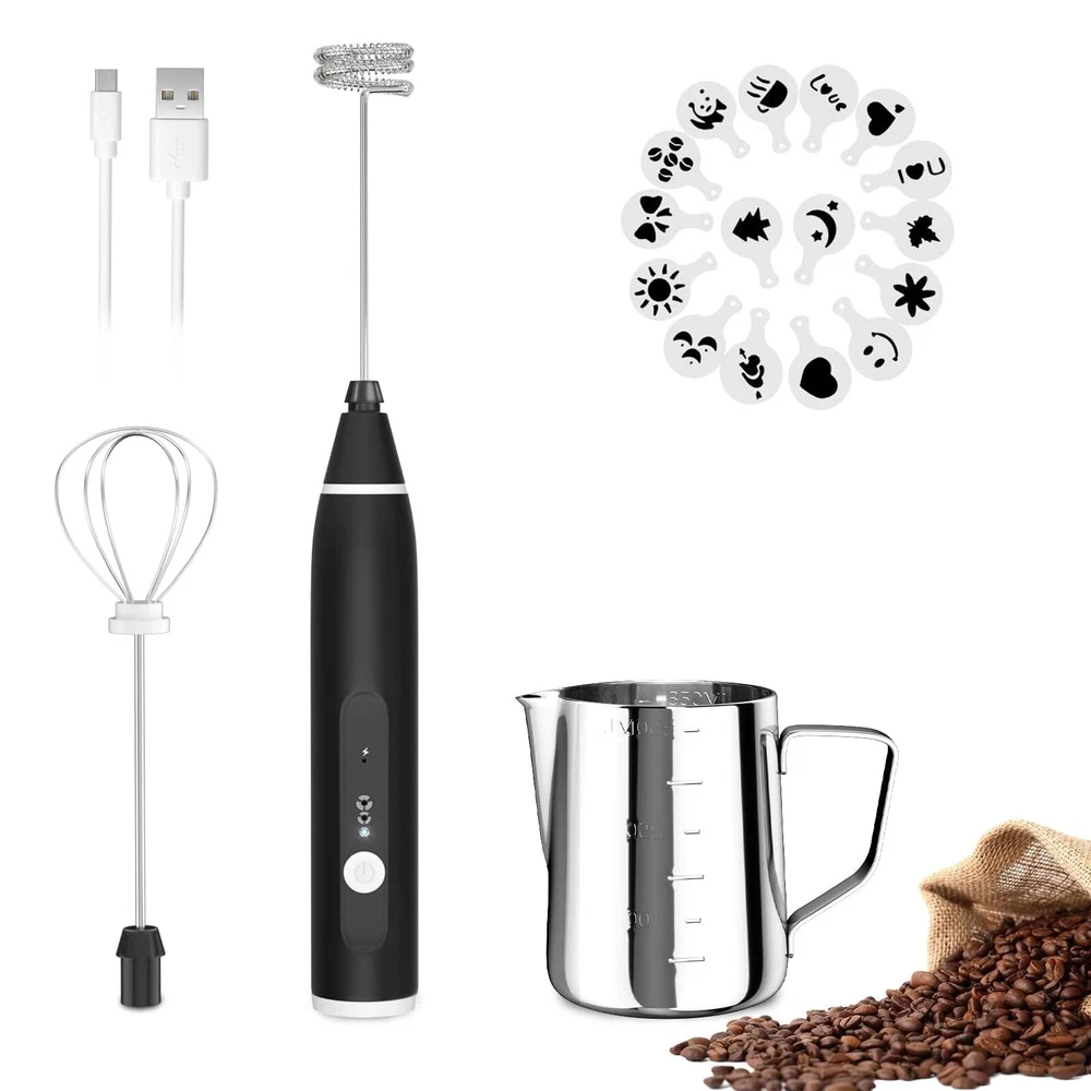 Milk Frother Handheld, Rechargeable Electric Foam Maker Drink Mixer 3 Speeds ...