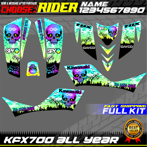 Custom kawasaki kfx 700 kfx700 graphics decals stickers kit atv wrap quad full