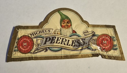 Vintage 1940s-50s Michel's Peerless Beer Bottle Neck Label #427