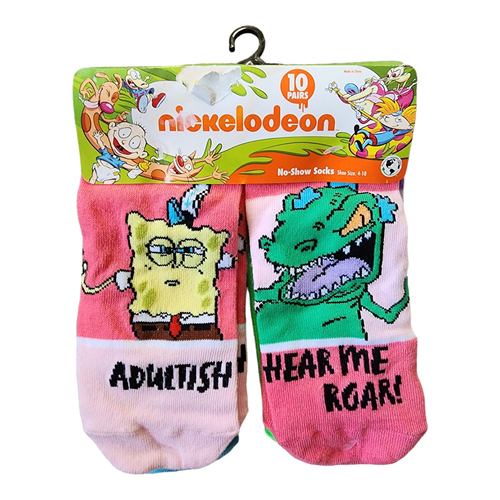 Nickelodeon 10 Pairs No-Show Socks - Rugrats - CatDog - Hey Arnold - Spongebob - Picture 3 of 4