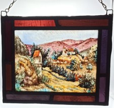 Fensterbild Bleiverglasung Bleiglasbild gemalte Landschaft