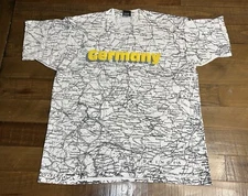 Vintage Screen Stars Germany Map T Shirt All Over Print Puff Graphic SS USA XL