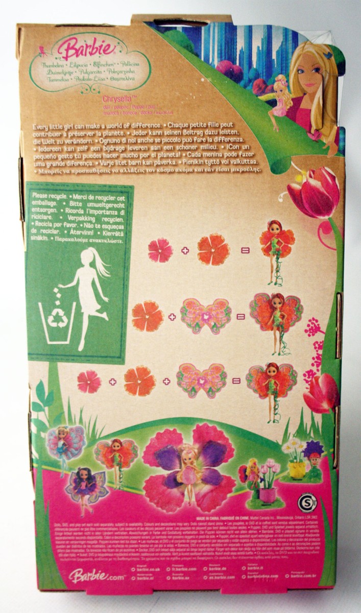 RARE BARBIE 2008 THUMBELINA CHRYSELLA DOLL WITH 7 COMBINATIONS