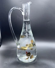 Vintage Romanian Wine Decanter With Gold Accents