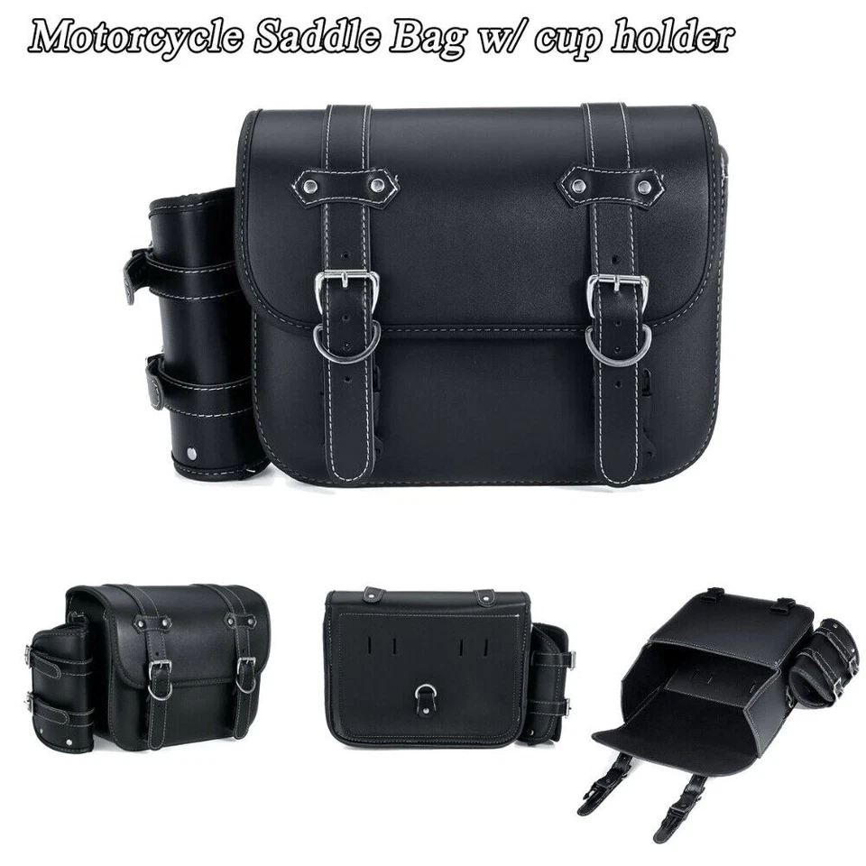 Saddlebag Pouch Leather Fit For Honda Shadow Ace Spirit Magna VT750 VT1100 VF750 Foto 3 de 4