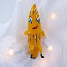 Vintage Anthropomorphic Yellow Banana Glass Christmas Ornament De Carlini Italy