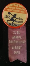 Elmira New York 1955 Women's Bowling Association 22nd Tournament Pin Ribbon